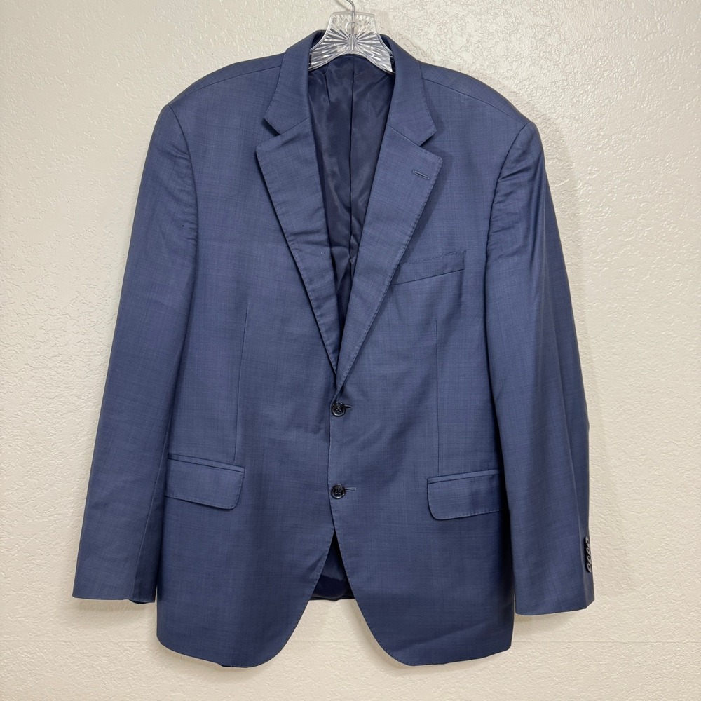 Peter Millar Blazer Mens 42 Blue Wool Two Button Sport Coat Made in Canada